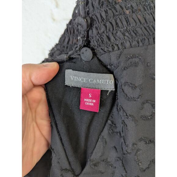 Vince Camuto Blouse Womens Small Black Leopard Print Mock Neck Witchy Feminine - Picture 6 of 9